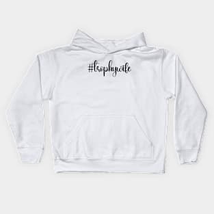 Trophy wife; hashtag; #trophywife; bride; wife; funny wife; joke; funny gift for her; I love my wife; married; pretty; beautiful; funny; cute; pretty; feminine; text only; script; Kids Hoodie